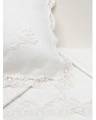 Parure lenzuola in puro lino e rebrodè Sophie Chiarelle - Narciso