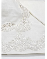 Parure lenzuola in puro lino e rebrodè Sophie Chiarelle - Narciso