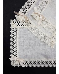 Set di 3 centri 100% lino e pizzo macramè art. Sofia