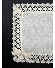 Set di 3 centri 100% lino e pizzo macramè art. Sofia