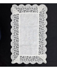 Set di 3 centri 100% lino e pizzo macramè art. Sofia