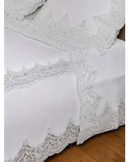Tris da corredo copriletto, lenzuola e tovaglia Pizzo Rebrodè art. 861
