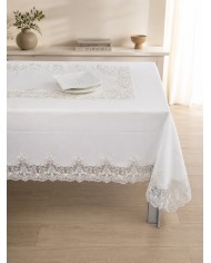 Tris da corredo copriletto, lenzuola e tovaglia Pizzo Rebrodè art. 601