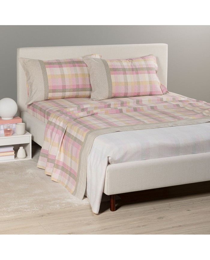 Completo lenzuola letto singolo in flanella Caleffi Aspen