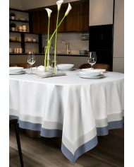 Tovaglia 12 posti 100% cotone con doppia balza stampata Neith Cristel