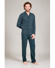 Pigiama uomo 100% caldo cotone aperto avanti Bip Bip 7352 - Made in Italy