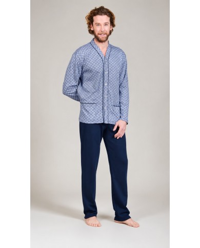 Pigiama uomo 100% caldo cotone aperto avanti Bip Bip 7352 - Made in Italy
