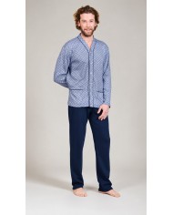 Pigiama uomo 100% caldo cotone aperto avanti Bip Bip 7352 - Made in Italy