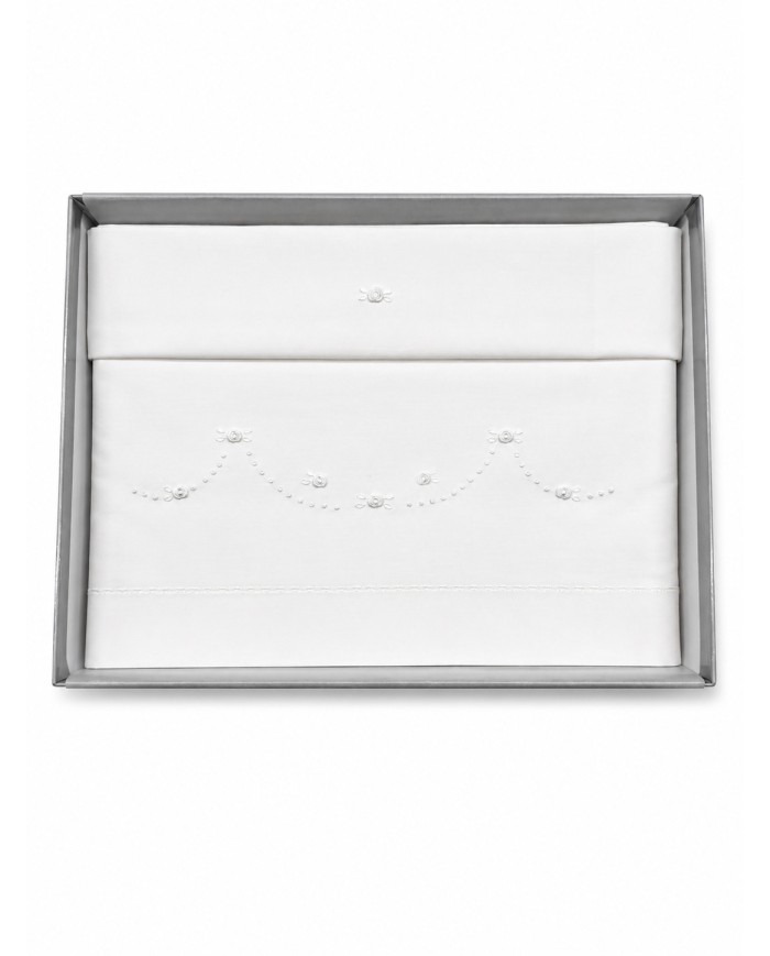 Completo lenzuola culla lettino ricamato a mano Elite pour le Bebè 85354
