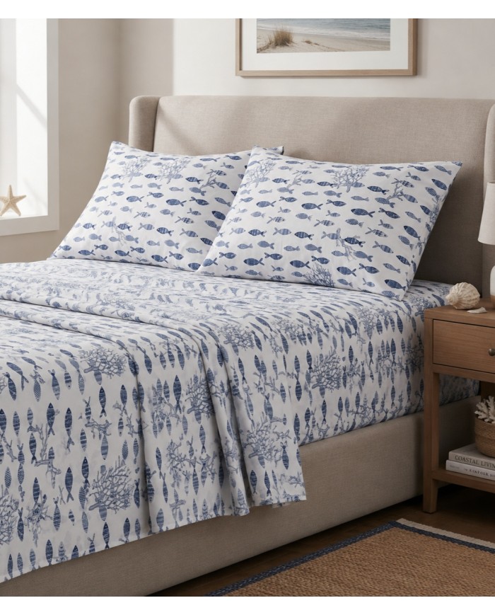 Completo lenzuola matrimoniale 100% cotone Penelope