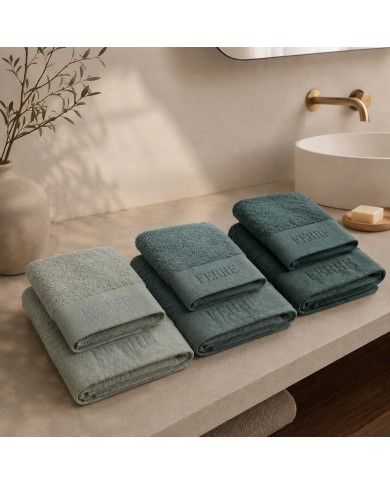 Set 3 asciugamani viso + 3 ospiti 100% cotone FERRE' art. Urano