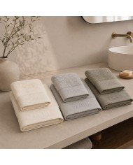 Set 3 asciugamani viso + 3 ospiti 100% cotone FERRE' art. Urano