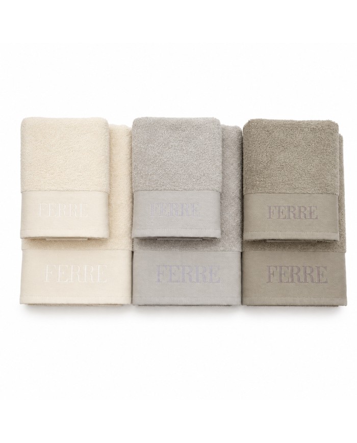 Set 3 asciugamani viso + 3 ospiti 100% cotone FERRE' art. Urano