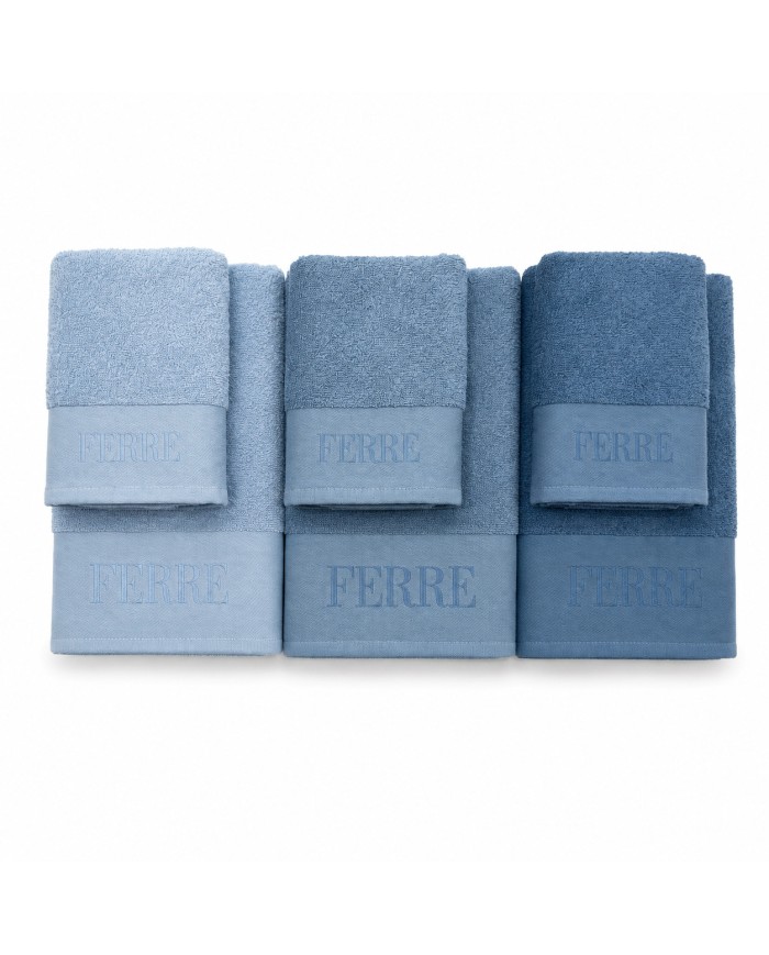 Set 3 asciugamani viso + 3 ospiti 100% cotone FERRE' art. Urano