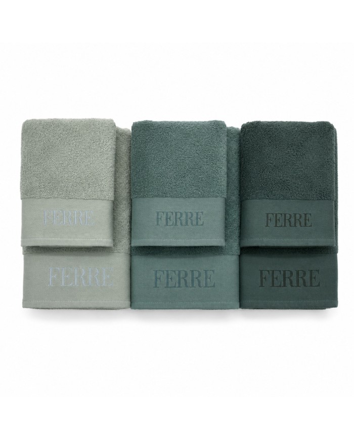Set 3 asciugamani viso + 3 ospiti 100% cotone FERRE' art. Urano