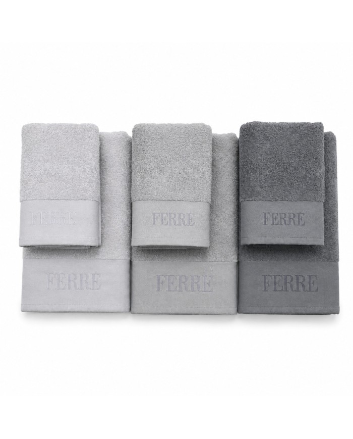 Set 3 asciugamani viso + 3 ospiti 100% cotone FERRE' art. Urano