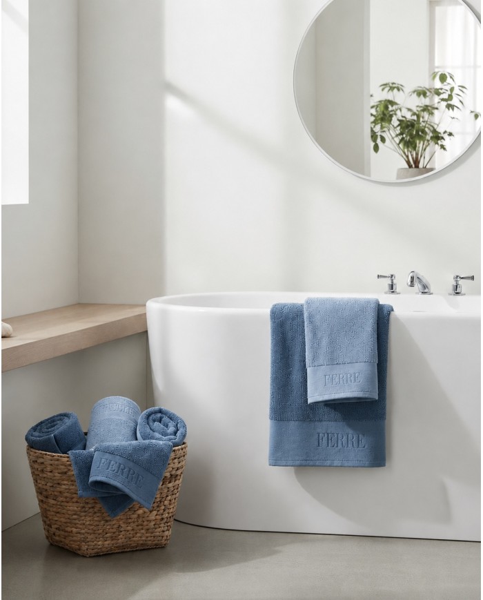 Set 3 asciugamani viso + 3 ospiti 100% cotone FERRE' art. Urano