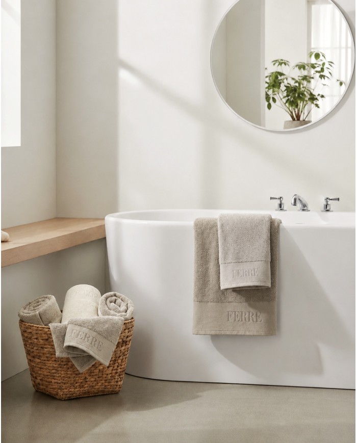 Set 3 asciugamani viso + 3 ospiti 100% cotone FERRE' art. Urano