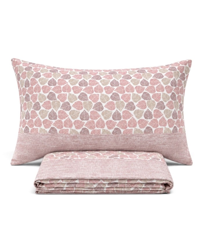 Completo lenzuola letto singolo in flanella di cotone Leaf