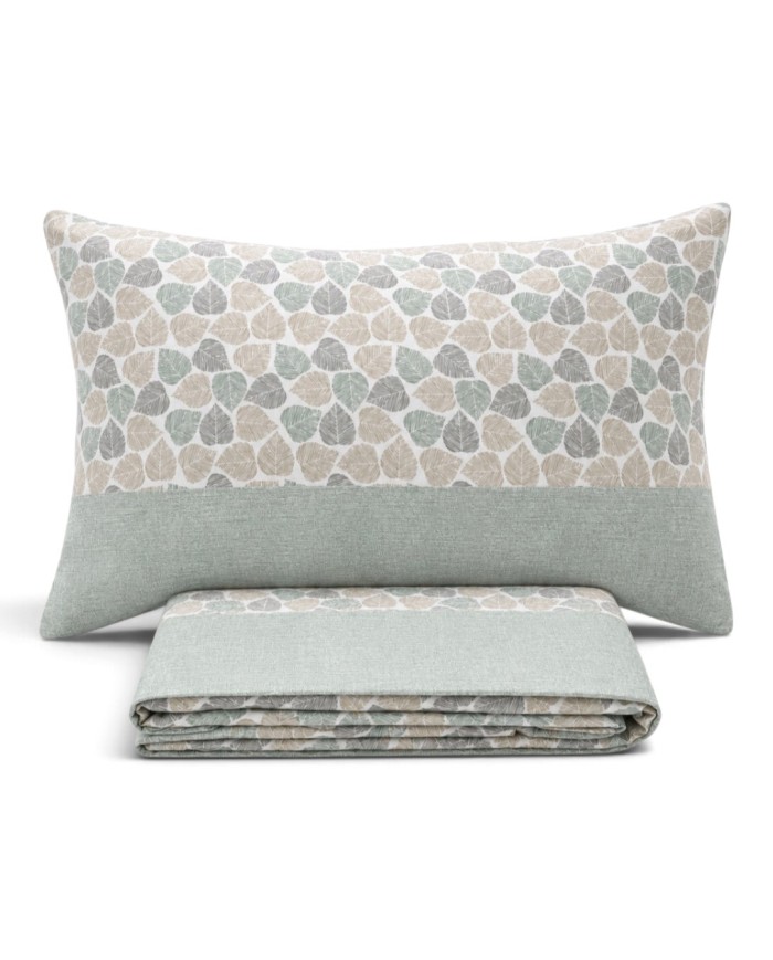 Completo lenzuola letto singolo in flanella di cotone Leaf
