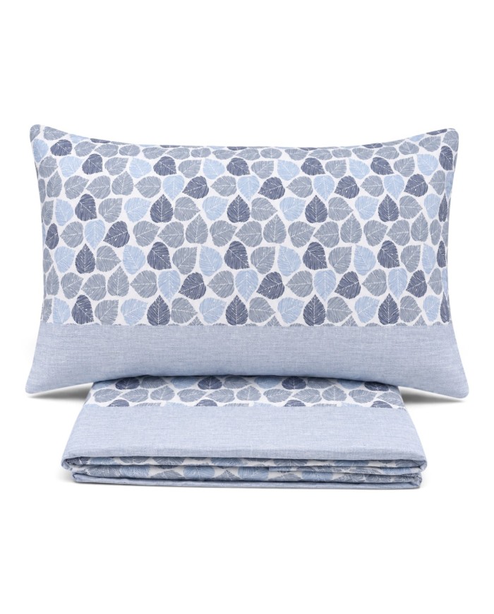 Completo lenzuola letto singolo in flanella di cotone Leaf