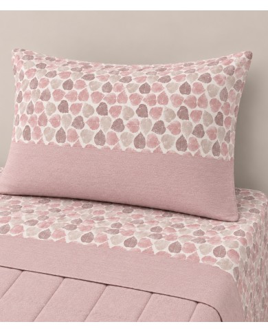 Completo lenzuola letto singolo in flanella di cotone Leaf