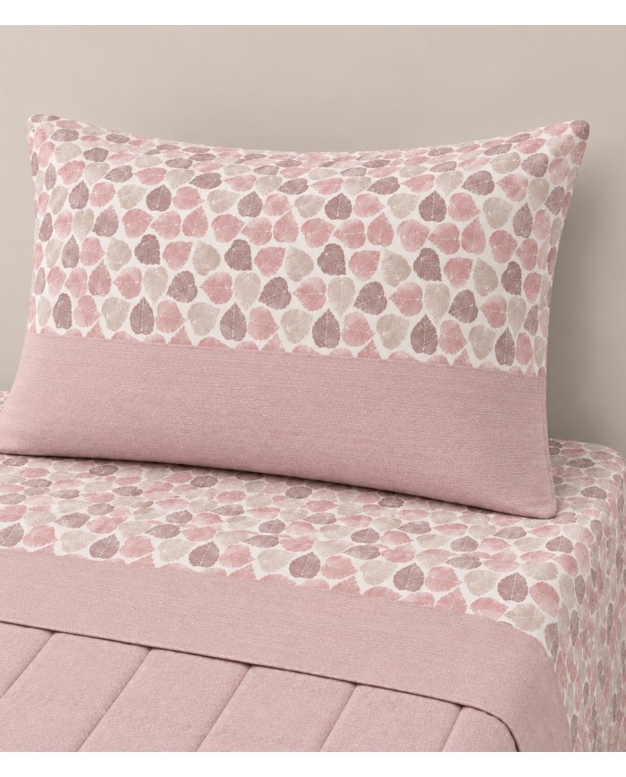 Completo lenzuola letto singolo in flanella di cotone Leaf