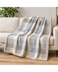 Plaid in pile stampato e retro sherpa Boston var. 1