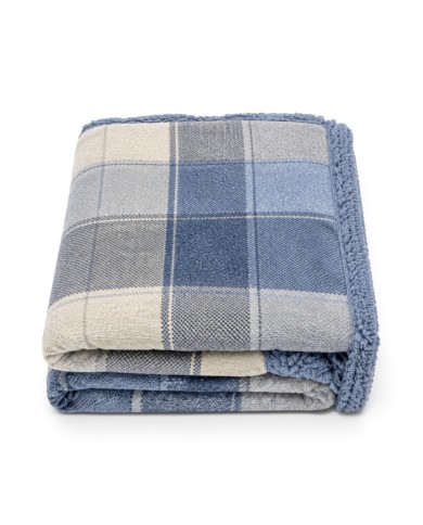 Plaid in pile stampato e retro sherpa Boston var. 1
