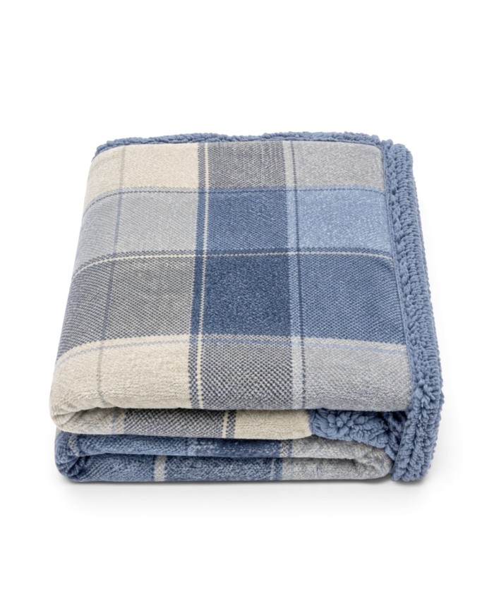 Plaid in pile stampato e retro sherpa Boston var. 1