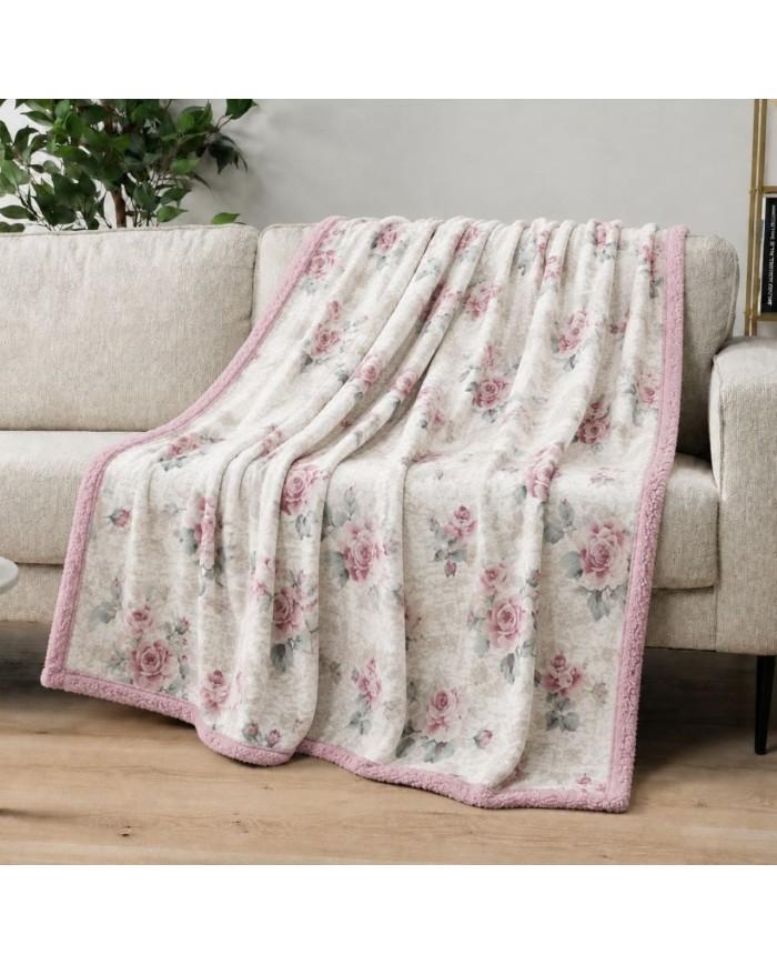 Plaid in pile stampato e retro sherpa Boston var. 2