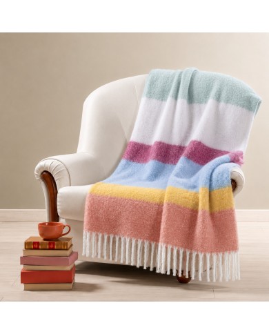 Plaid in tessuto mohair supersoft con frange Enrico Coveri var.1