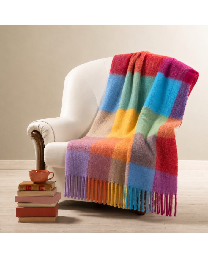 Plaid in tessuto mohair supersoft con frange Enrico Coveri var.3