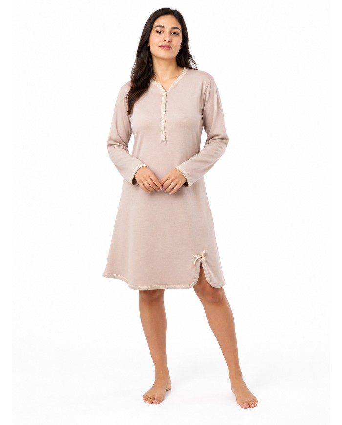 Camicia da notte caldo cotone scollo a goccia Fida Lingerie art. 2725