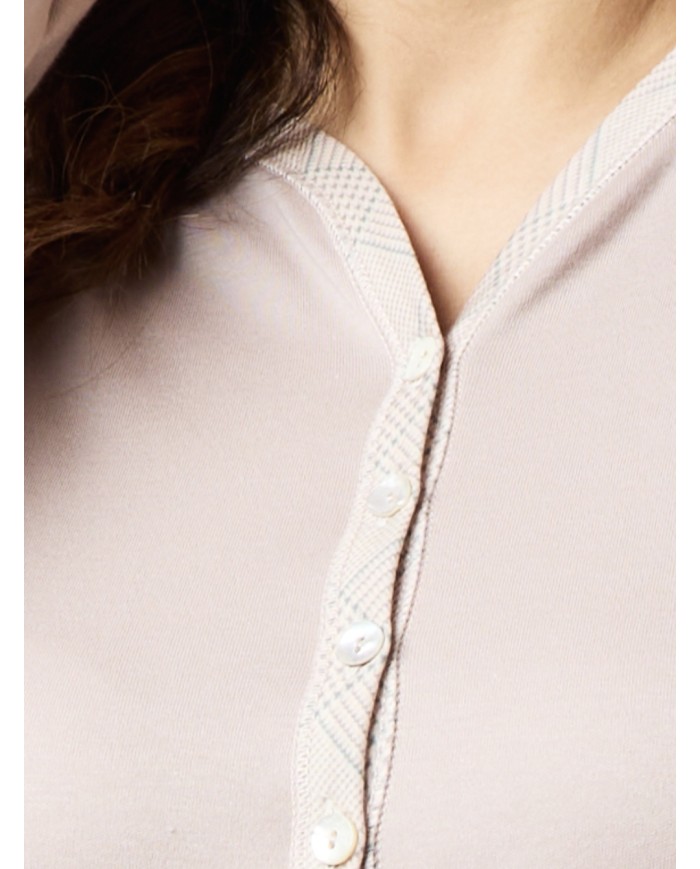 Camicia da notte caldo cotone scollo a goccia Fida Lingerie art. 2725