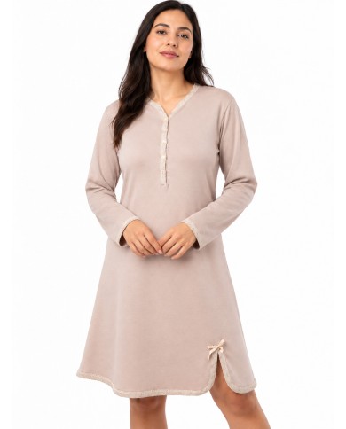 Camicia da notte caldo cotone scollo a goccia Fida Lingerie art. 2725