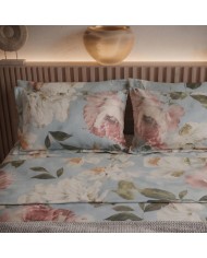Completo lenzuola matrimoniale in percalle 100% cotone Mirabello Vanity Flowers