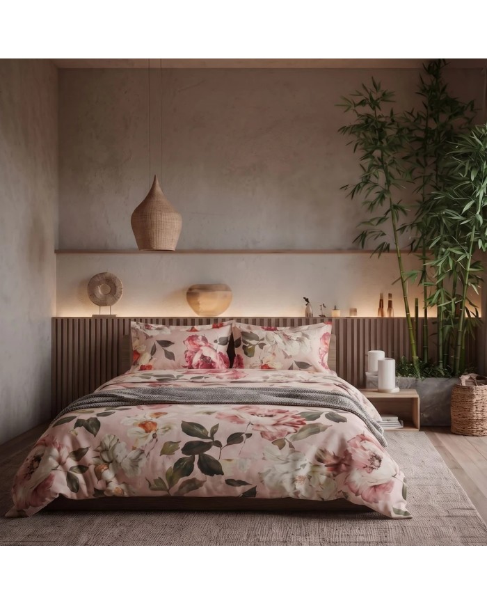 Completo lenzuola matrimoniale in percalle 100% cotone Mirabello Vanity Flowers