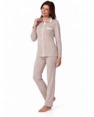 Pigiama donna 100% caldo cotone aperto avanti con colletto Vilfran 52704
