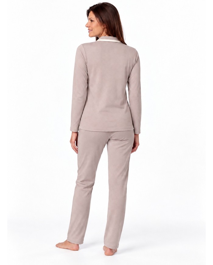 Pigiama donna 100% caldo cotone aperto avanti con colletto Vilfran 52704