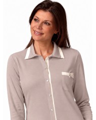 Pigiama donna 100% caldo cotone aperto avanti con colletto Vilfran 52704