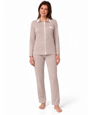 Pigiama donna 100% caldo cotone aperto avanti con colletto Vilfran 52704