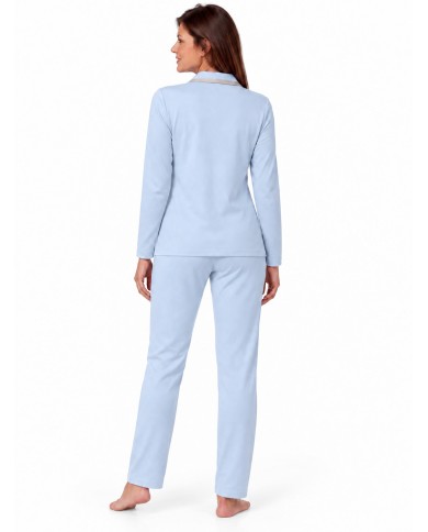 Pigiama donna 100% caldo cotone aperto avanti con colletto Vilfran 52704