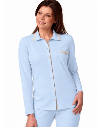 Pigiama donna 100% caldo cotone aperto avanti con colletto Vilfran 52704