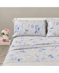 Completo lenzuola matrimoniale in flanella 100% cotone Nima
