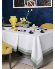 Tovaglia 12 posti 100% cotone con doppia balza stampata Neith Cristel