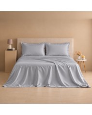 Completo lenzuola matrimoniale in raso 100% cotone Olympia