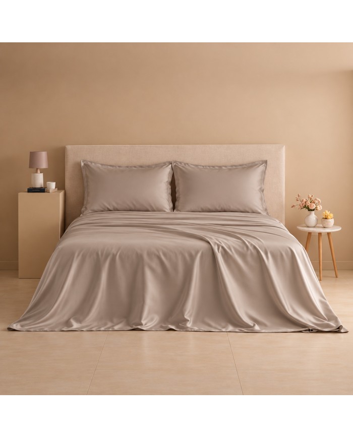 Completo lenzuola matrimoniale in raso 100% cotone Olympia