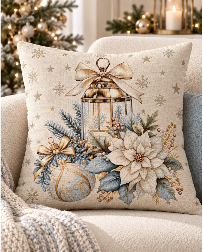 Fodera cuscino arredo Natale in gobelin 45x45 Vingi ricami Splendid