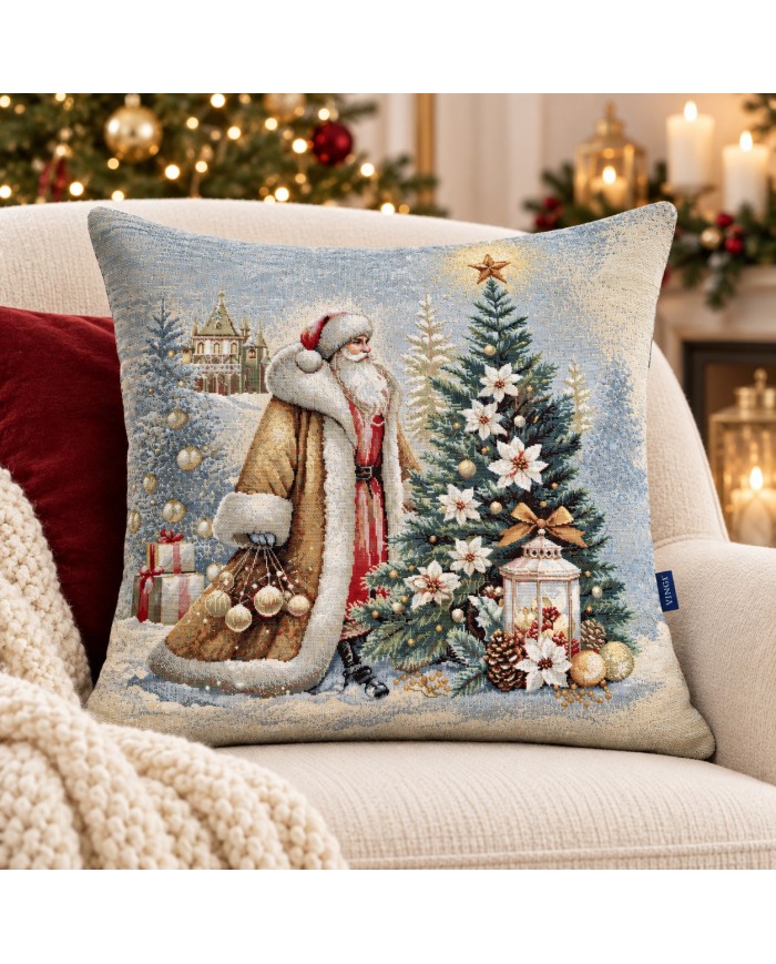 Fodera cuscino arredo Natale in gobelin 45x45 Vingi ricami Cristal